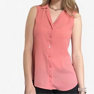 Express Coral Sleeveless Button-up Tank Top Blouse, Size XS